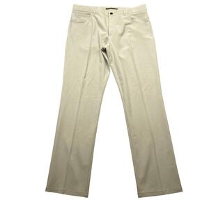 Alberto Ceramica Modern Fit Pants Mens Sz 35 Beige Khaki Five Pocket Trousers